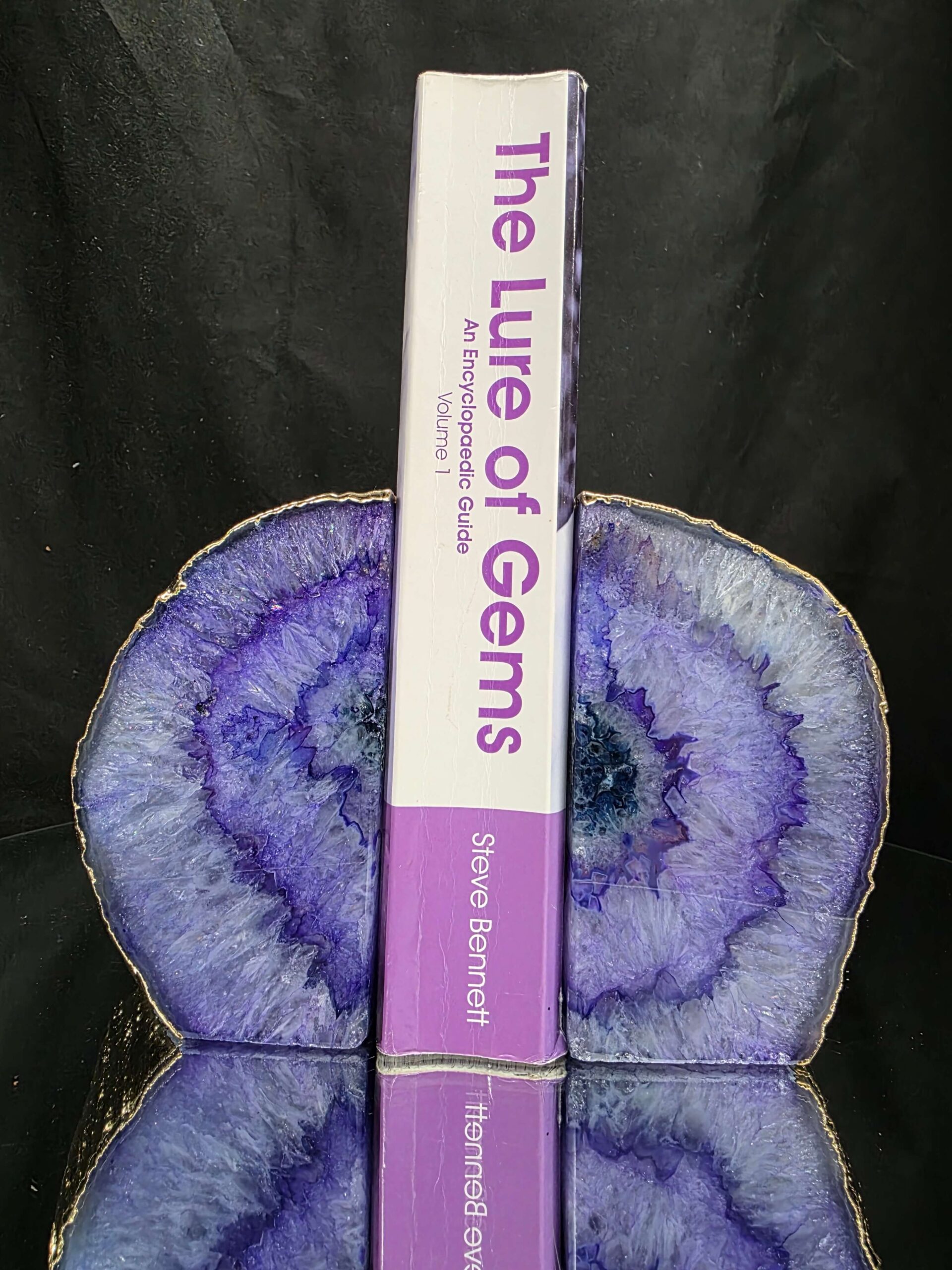 Purple Agate 24ct Gold Edge Microcrystalline Quartz Premium Bookends 2 Ornament Handpicked Size 1.703kg H11.5xW14xD6cm - Image 5