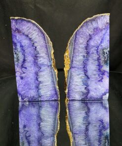 Purple Agate 24ct Gold Edge Microcrystalline Quartz Premium Bookends 2 Ornament Handpicked Size 1.703kg H11.5xW14xD6cm - Image 6