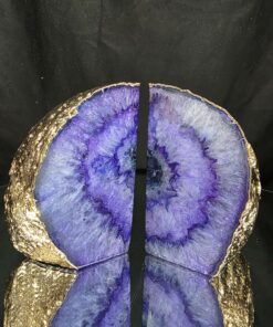 Purple Agate 24ct Gold Edge Microcrystalline Quartz Premium Bookends 2 Ornament Handpicked Size 1.703kg H11.5xW14xD6cm - Image 7