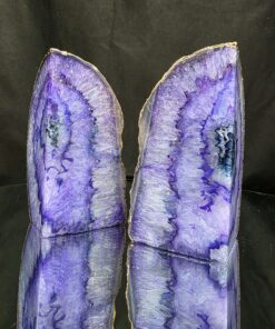 Purple Agate 24ct Gold Edge Microcrystalline Quartz Premium Bookends 2 Ornament Handpicked Size 1.703kg H11.5xW14xD6cm - Image 8