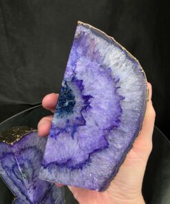 Purple Agate 24ct Gold Edge Microcrystalline Quartz Premium Bookends 2 Ornament Handpicked Size 1.703kg H11.5xW14xD6cm - Image 9
