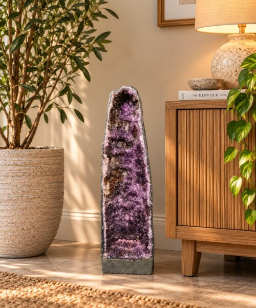 Tall Amethyst Crystal Geode 1161 Premium Queen Grade 9.54kg H61.5xW18xD9cm