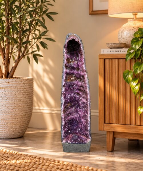 Tall Amethyst Crystal Geode 1162 Premium Queen Grade 9.54kg H66xW17xD10cm