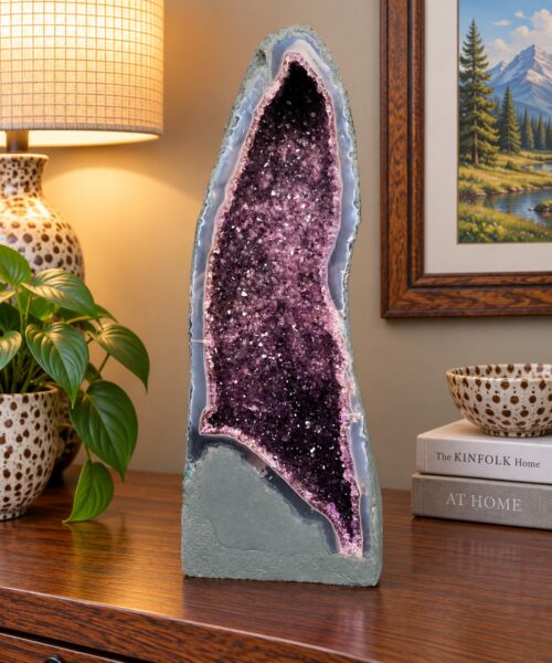 Tall Amethyst Crystal Geode 1194 Premium Queen Grade 19.28kg H58xW23xD18cm