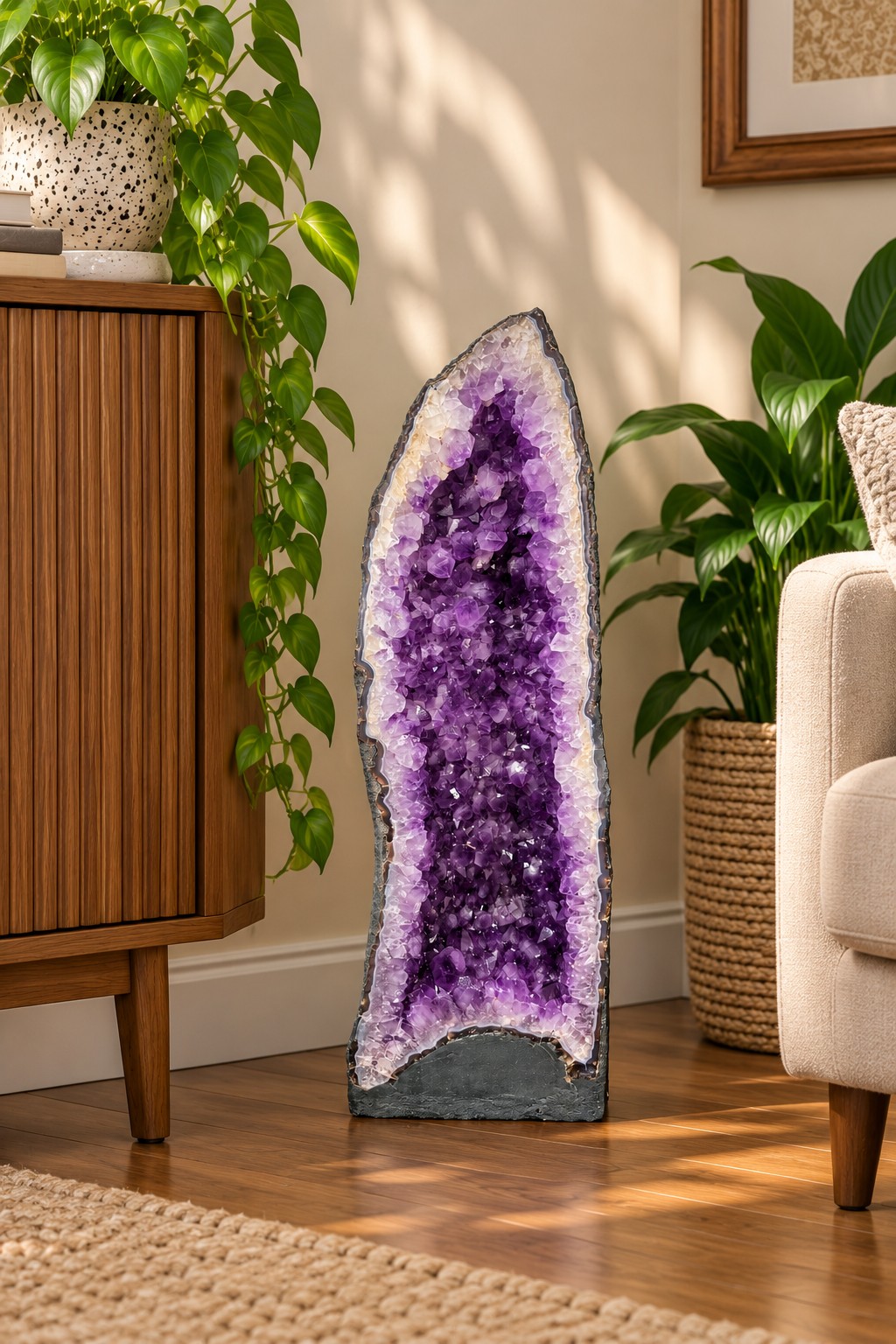 Tall Amethyst Crystal Geode 1195 Premium Queen Grade 19.84kg H62xW21xD15cm