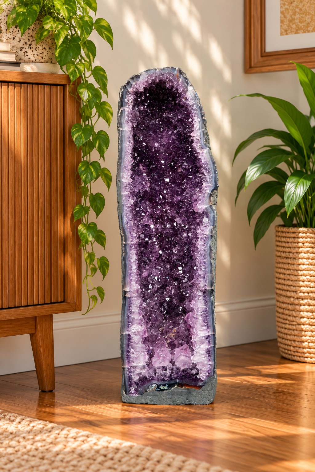 Tall Amethyst Crystal Geode 1198 Premium Queen Grade 20.01kg H59xW18xD20cm
