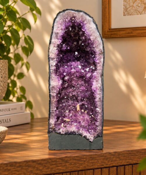 Tall Amethyst Crystal Geode 1200 Premium Queen Grade 23.89kg H51xW22xD16cm
