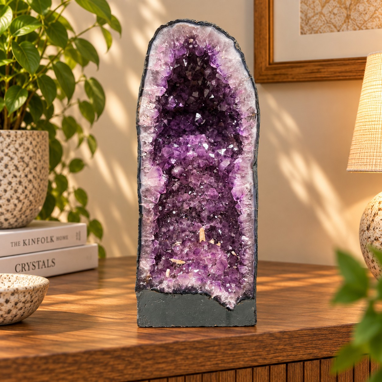 Tall Amethyst Crystal Geode 1200 Premium Queen Grade 23.89kg H51xW22xD16cm