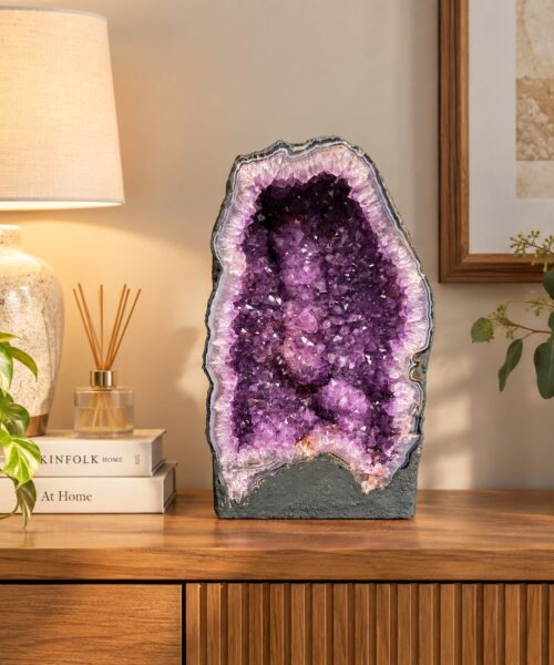 Tall Amethyst Crystal Geode 1201 Premium Queen Grade 30.63kg H51xW28xD17cm