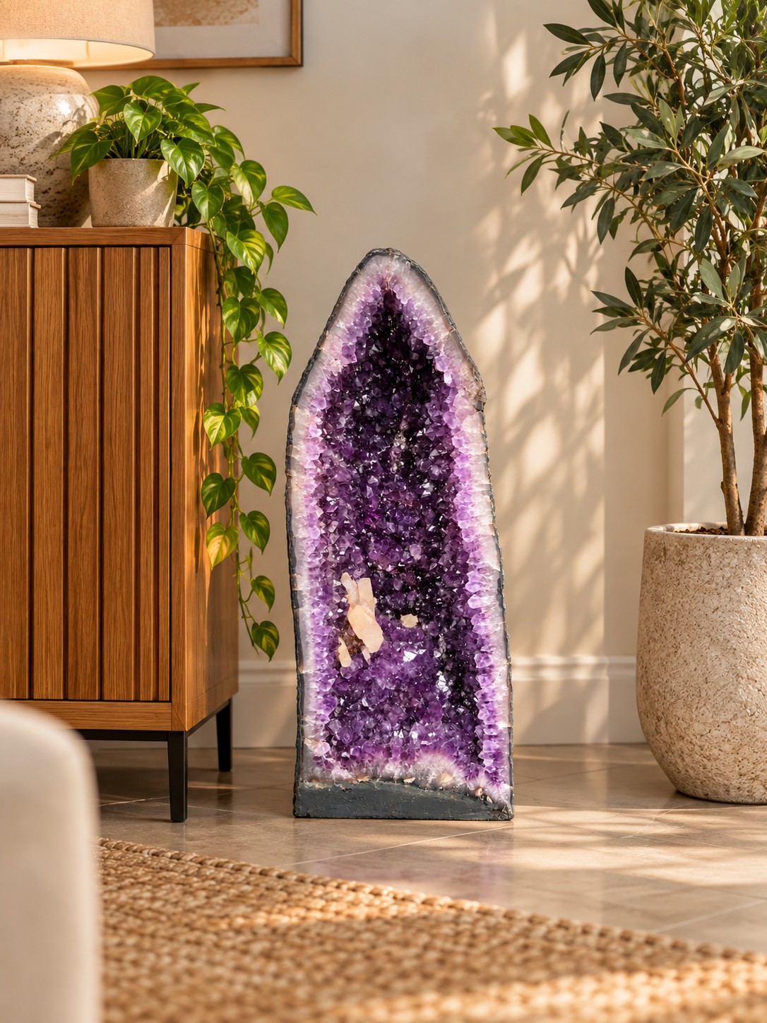Tall Amethyst Crystal Geode 1205 Premium Queen Grade 38.7kg H65xW29xD17cm
