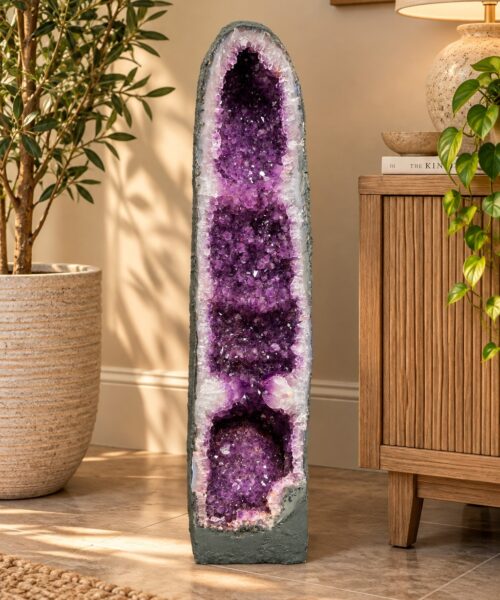 Very Tall Amethyst Crystal Geode 1209 Premium Queen Grade 35.99kg H77xW18xD23cm