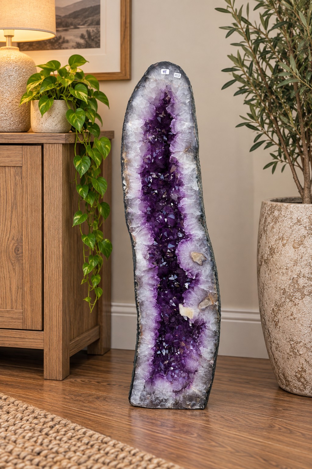 Very Tall Amethyst Crystal Geode 1213 Premium Queen Grade 41kg – H83xW23xD17cm