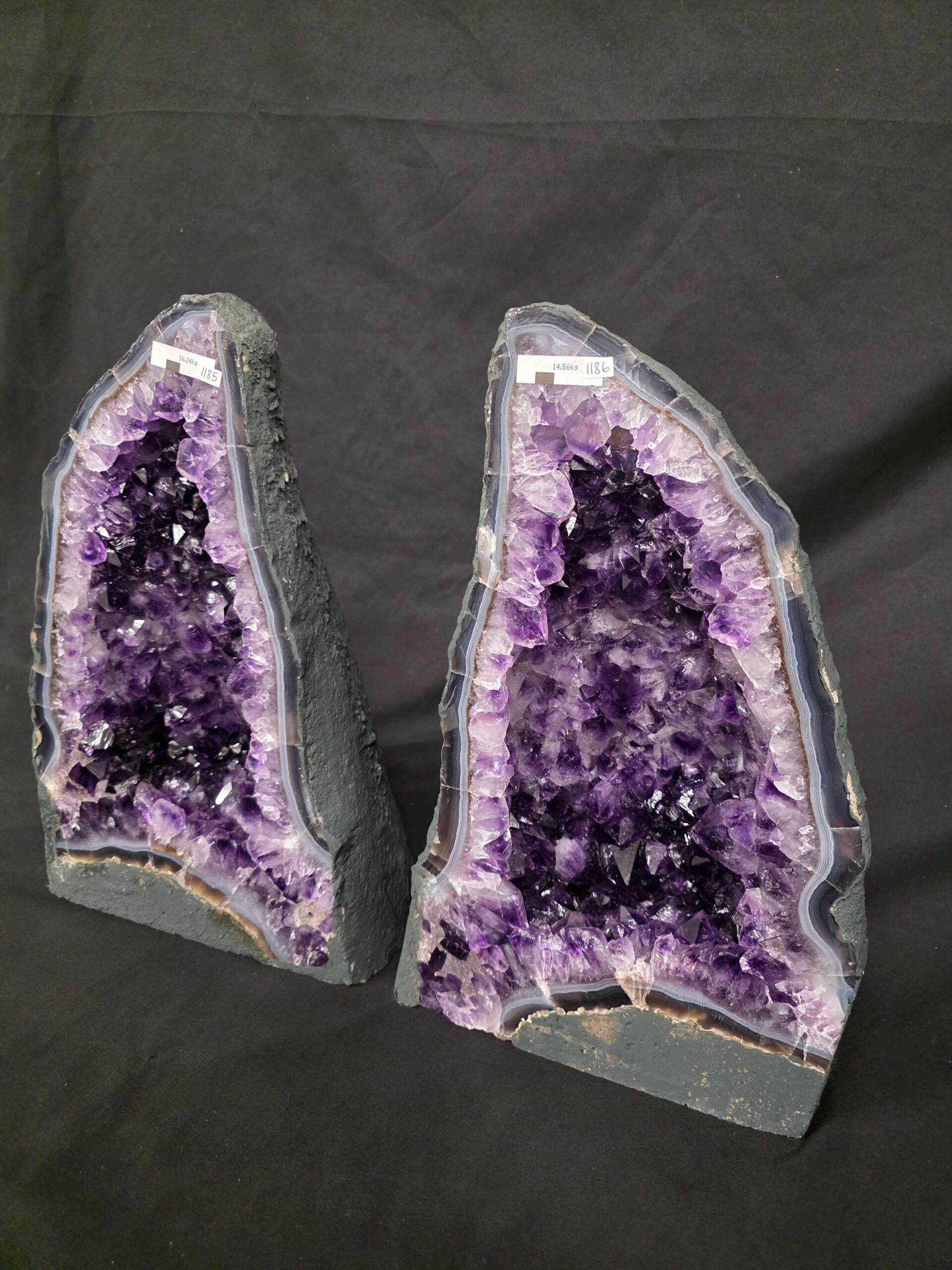 Amethyst Crystal Geode PAIR 1185 & 1186 Premium Queen Grade 16kg each - H39xW24xD17cm - Image 4