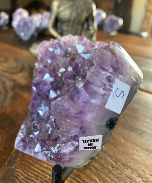 Amethyst Heart on Stand 5 Purple Quartz Geode Crystal Gift 621g - H12xW12xD4.5cm - Image 3