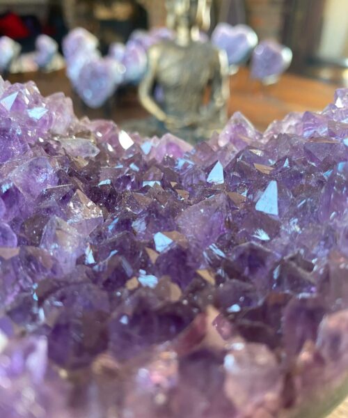Amethyst Heart on Stand 5 Purple Quartz Geode Crystal Gift 621g - H12xW12xD4.5cm - Image 6