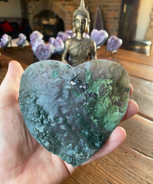 Amethyst Heart on Stand 5 Purple Quartz Geode Crystal Gift 621g - H12xW12xD4.5cm - Image 7