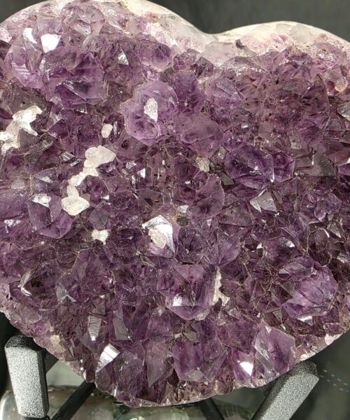Alternative view of Amethyst Heart on Stand 2 Purple Quartz Geode Crystal Gift 762g - H12xW13xD6cm