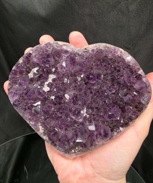 Amethyst Heart on Stand 2 Purple Quartz Geode Crystal Gift 762g - H12xW13xD6cm - Image 6