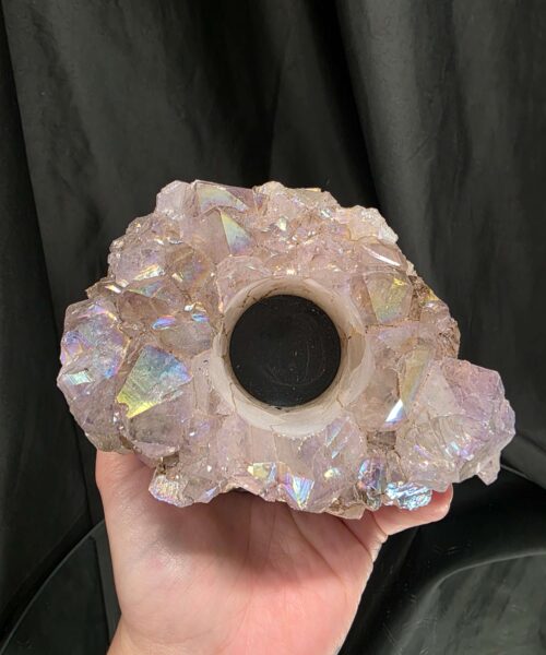 Large Amethyst Angel Aura Premium Candle 1 Handpicked 1.806g H8xW12xD9.5cm A Grade Cluster Druzy Tealight Holders