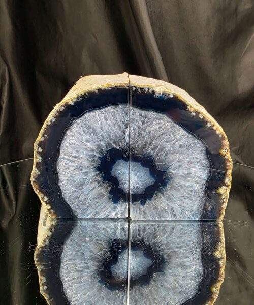 Blue Natural Edge Microcrystalline Quartz Premium Bookends 1 Ornament Handpicked Size 2.118kg H12xW16xD6cm