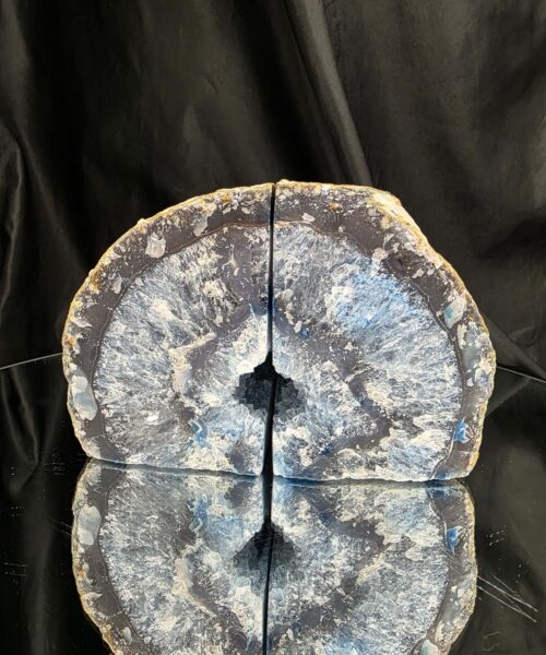 Blue Natural Edge Microcrystalline Quartz Premium Bookends 1 Ornament Handpicked Size 2.118kg H12xW16xD6cm - Image 3