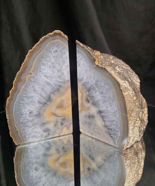 Caramel Agate 24ct Gold Edge Microcrystalline Quartz Premium Bookends 1 Ornament Handpicked Size 2.204kg H14xW17xD7cm - Image 10