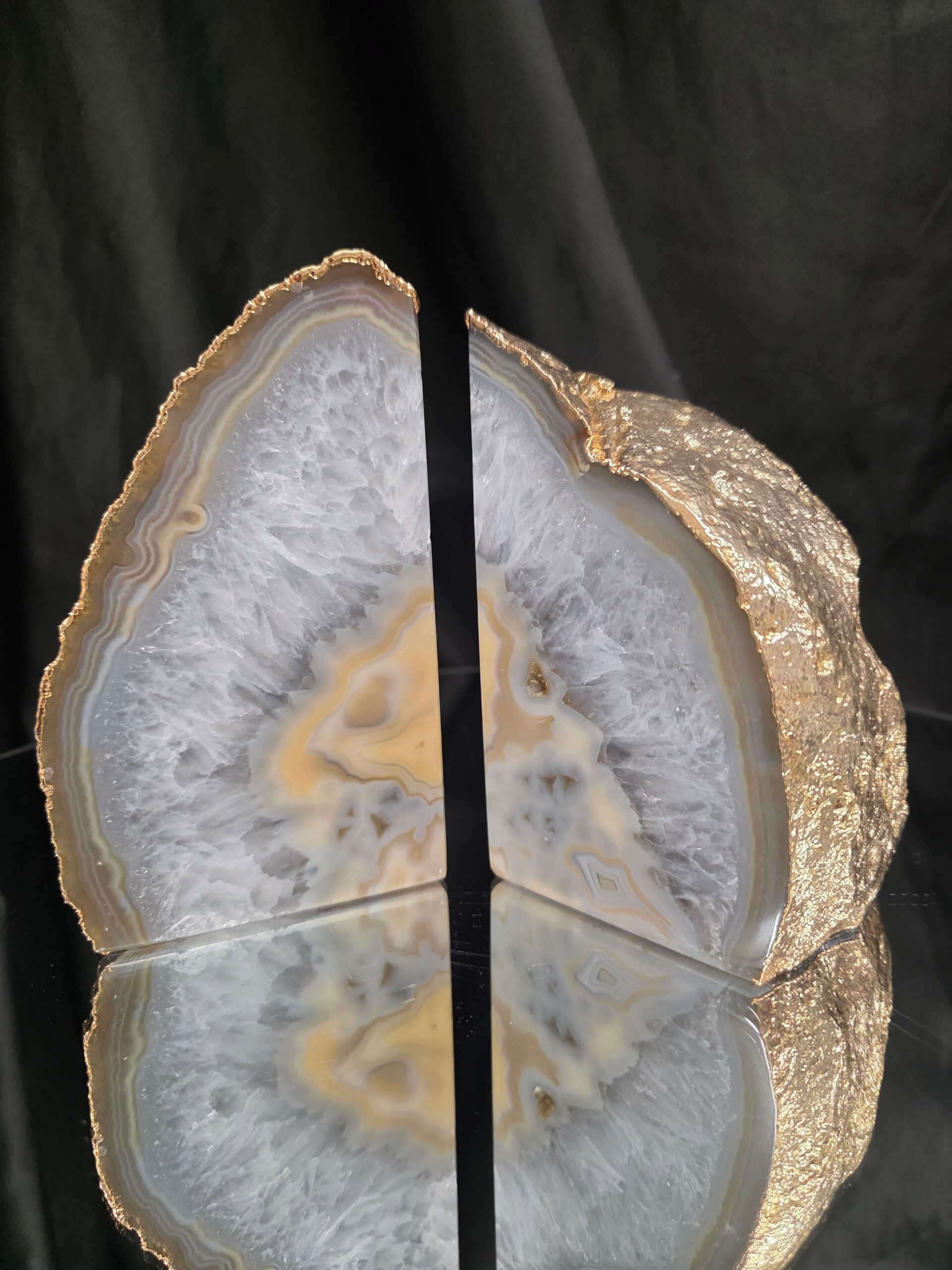 Caramel Agate 24ct Gold Edge Microcrystalline Quartz Premium Bookends 1 Ornament Handpicked Size 2.204kg H14xW17xD7cm - Image 10