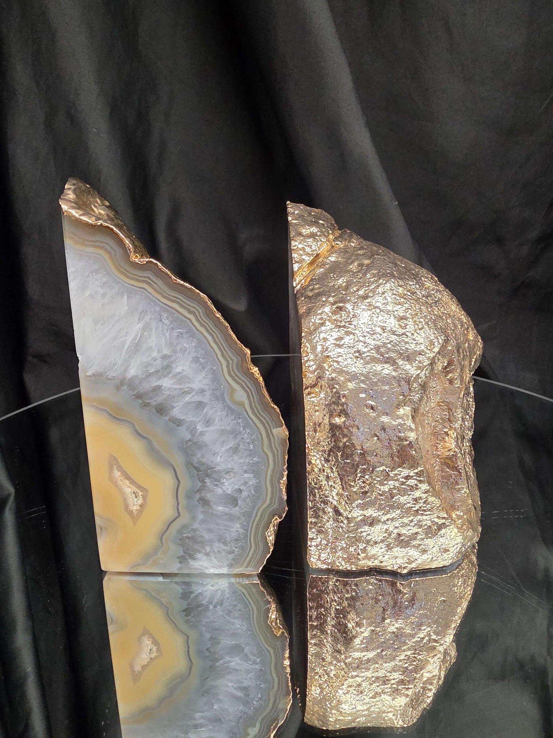 Caramel Agate 24ct Gold Edge Microcrystalline Quartz Premium Bookends 1 Ornament Handpicked Size 2.204kg H14xW17xD7cm - Image 11