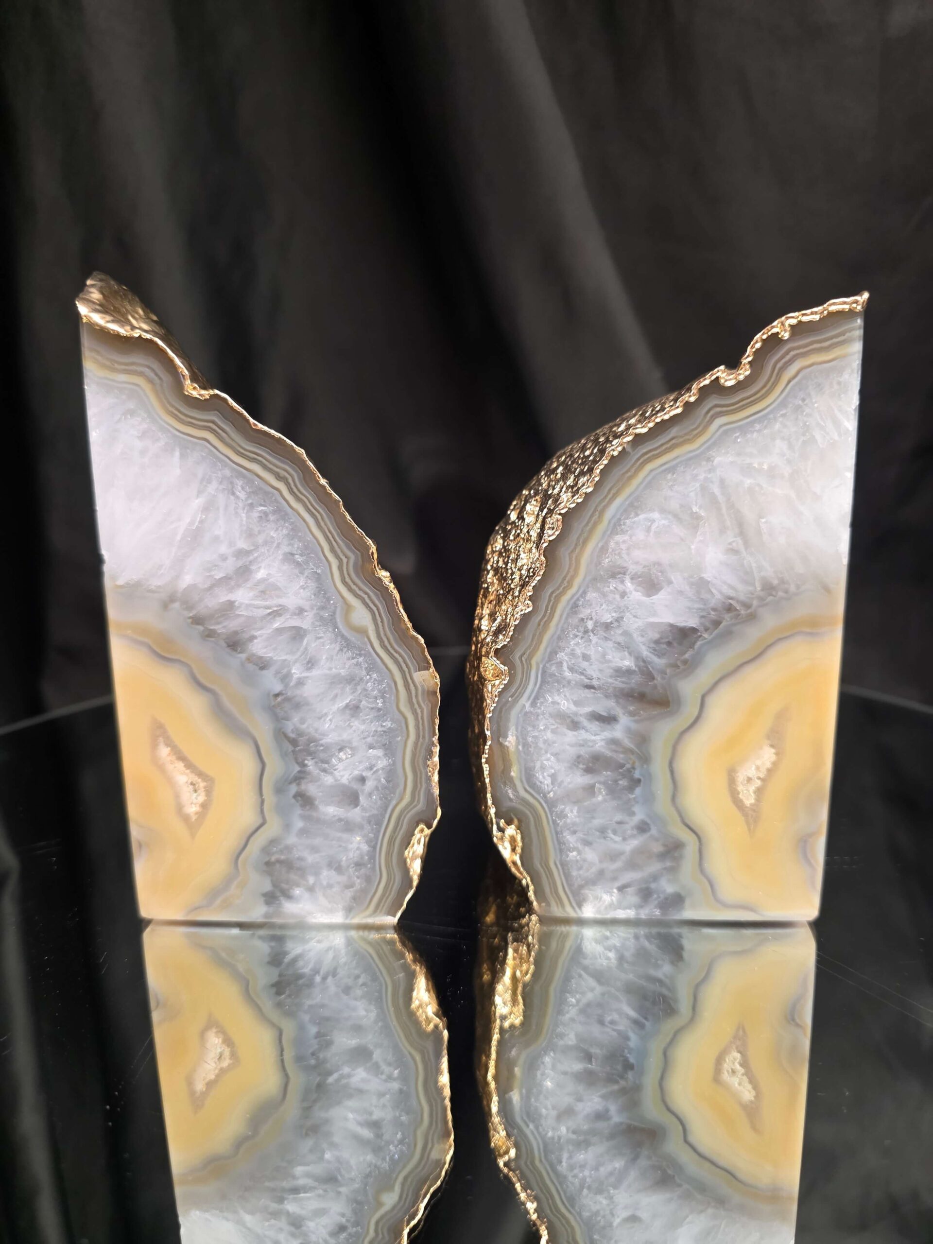 Caramel Agate 24ct Gold Edge Microcrystalline Quartz Premium Bookends 1 Ornament Handpicked Size 2.204kg H14xW17xD7cm - Image 12