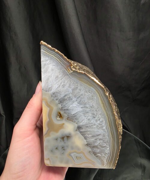 Caramel Agate 24ct Gold Edge Microcrystalline Quartz Premium Bookends 1 Ornament Handpicked Size 2.204kg H14xW17xD7cm - Image 8