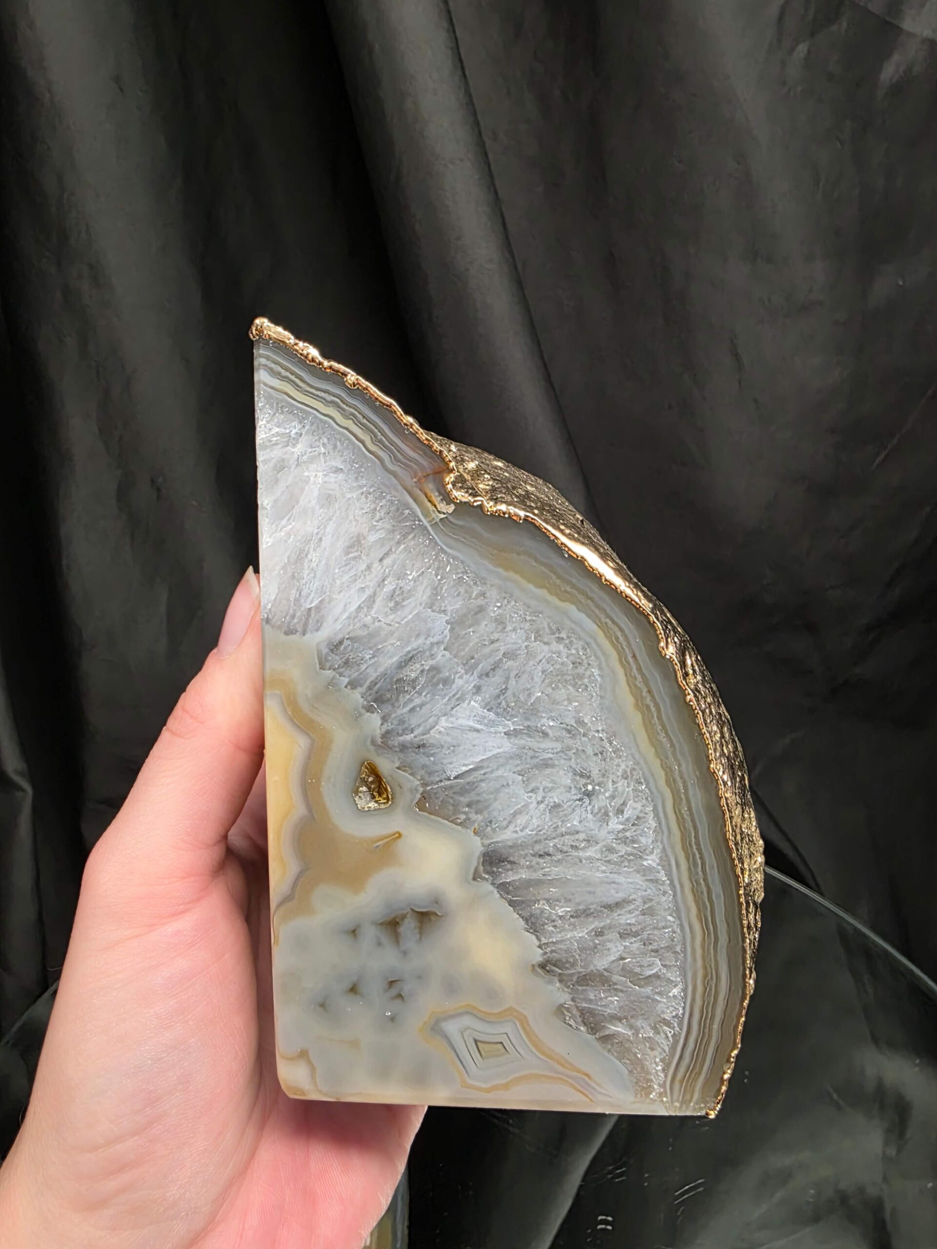 Caramel Agate 24ct Gold Edge Microcrystalline Quartz Premium Bookends 1 Ornament Handpicked Size 2.204kg H14xW17xD7cm - Image 8