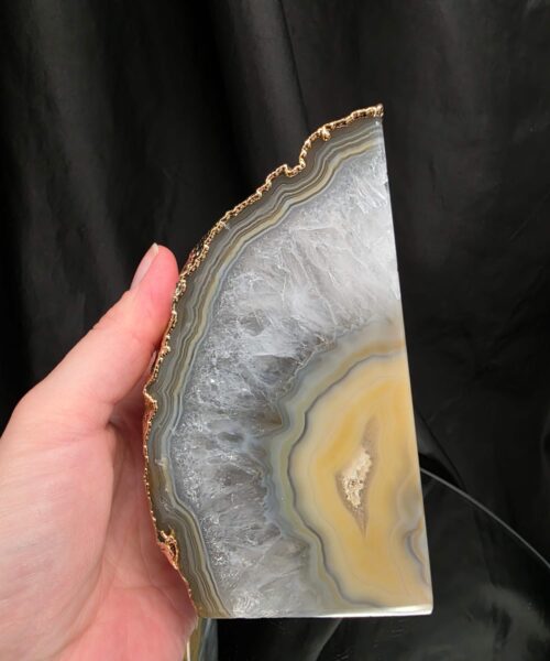 Caramel Agate 24ct Gold Edge Microcrystalline Quartz Premium Bookends 1 Ornament Handpicked Size 2.204kg H14xW17xD7cm - Image 9