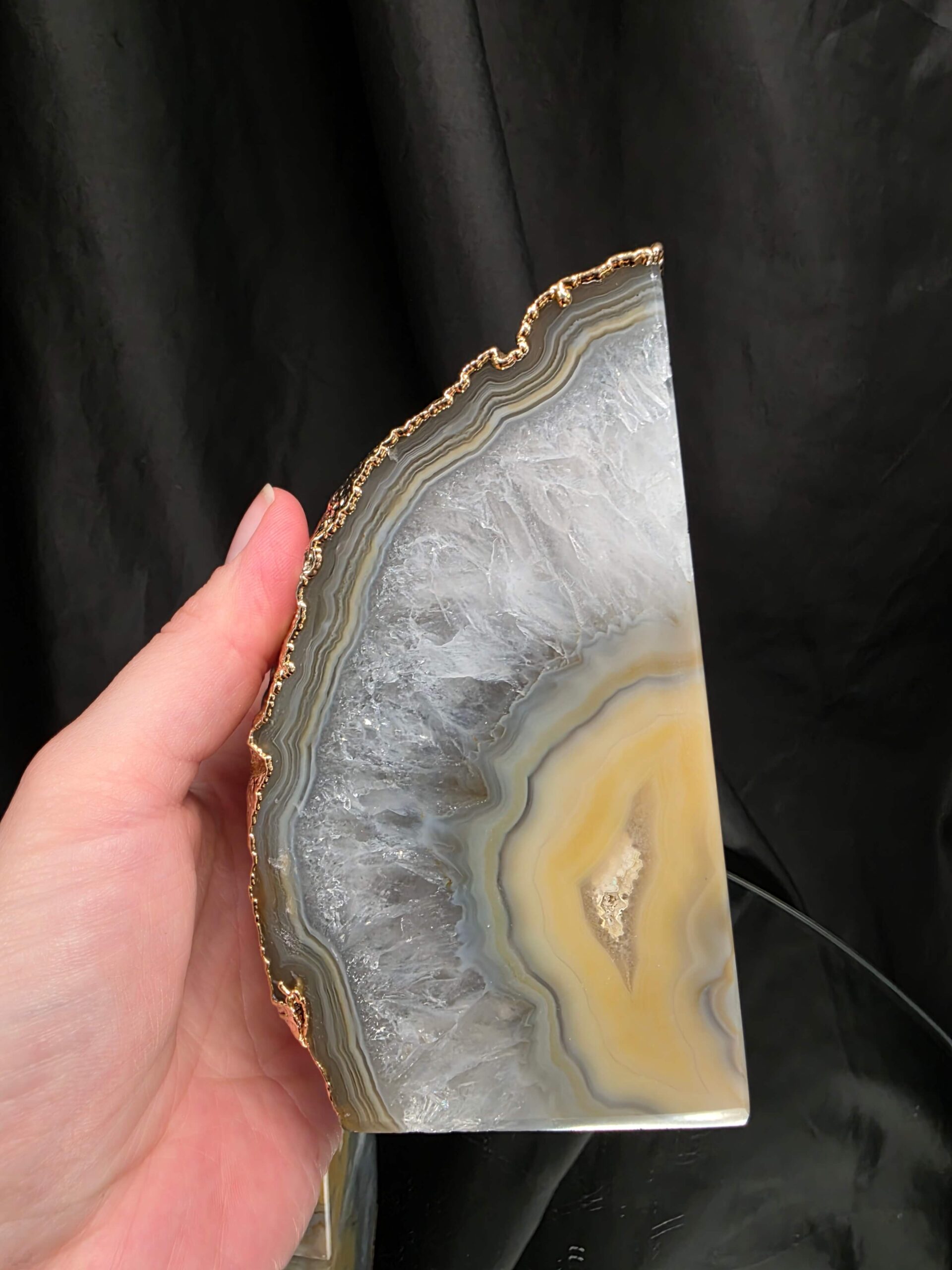 Caramel Agate 24ct Gold Edge Microcrystalline Quartz Premium Bookends 1 Ornament Handpicked Size 2.204kg H14xW17xD7cm - Image 9