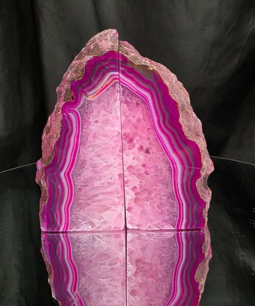 Pink Natural Edge Microcrystalline Quartz Premium Bookends 1 Ornament Handpicked Size 1.473kg H15xW14.4xD4cm