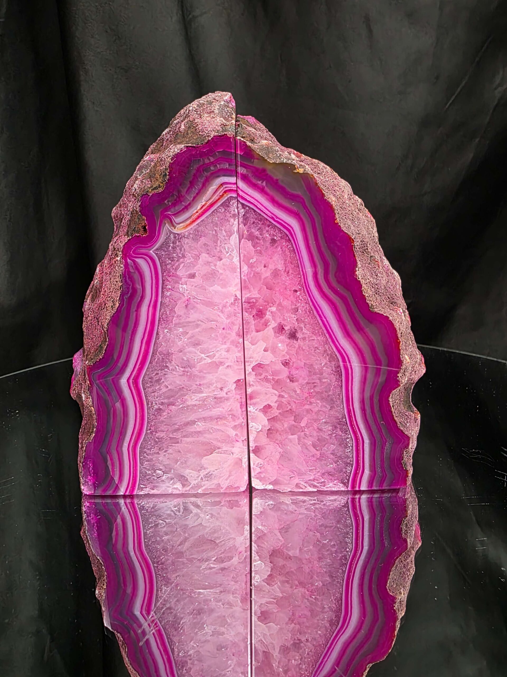 Pink Natural Edge Microcrystalline Quartz Premium Bookends 1 Ornament Handpicked Size 1.473kg H15xW14.4xD4cm