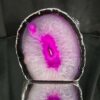 Large Pink Agate End Candle 3 Handpicked 704g H8.5xW8xD8cm Microcrystalline Quartz Silver Gilded Tealight Holder