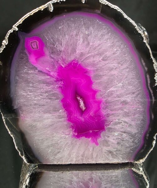 Large Pink Agate End Candle 3 Handpicked 704g H8.5xW8xD8cm Microcrystalline Quartz Silver Gilded Tealight Holder - Image 5
