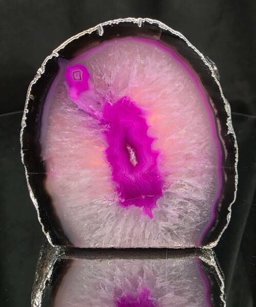 Large Pink Agate End Candle 3 Handpicked 704g H8.5xW8xD8cm Microcrystalline Quartz Silver Gilded Tealight Holder - Image 6