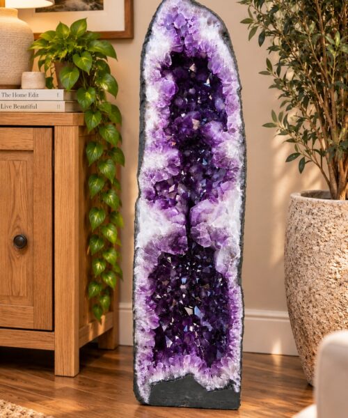 Very Tall Amethyst Crystal Geode 1216 Premium Queen Grade 129kg H108xW31xD28cm