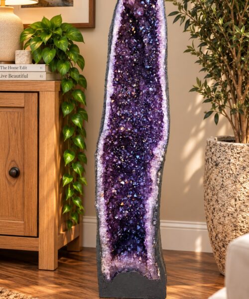 Very Tall Amethyst Crystal Geode 1222 Premium Queen Grade 79kg H124xW24xD18cm