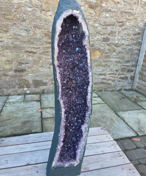 Alternative view of Very Tall Amethyst Crystal Geode 1223 Premium Queen Grade 76kg H120xW25xD26cm