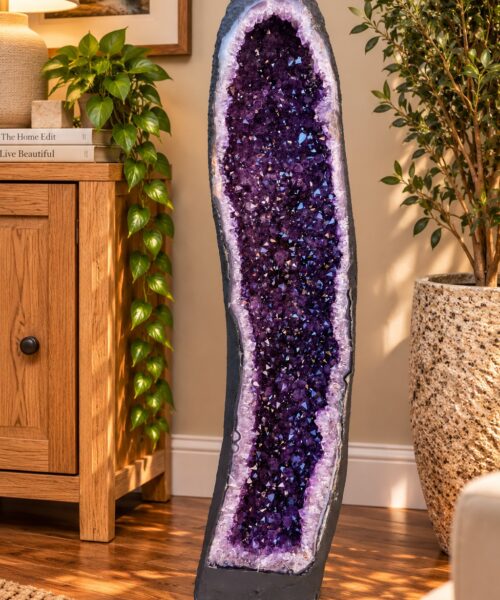 Very Tall Amethyst Crystal Geode 1223 Premium Queen Grade 76kg H120xW25xD26cm