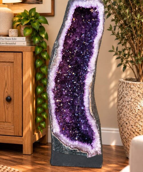 Very Tall Amethyst Crystal Geode 1225 Premium Queen Grade 120kg H110xW33xD27cm