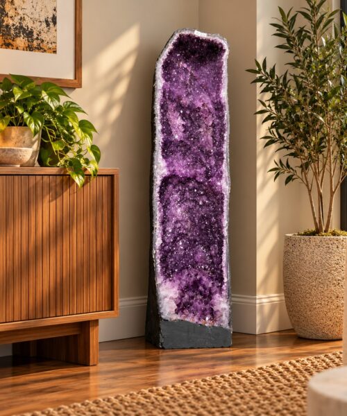 Very Tall Amethyst Crystal Geode 1226 Premium Queen Grade 60kg H92xW24xD25cm