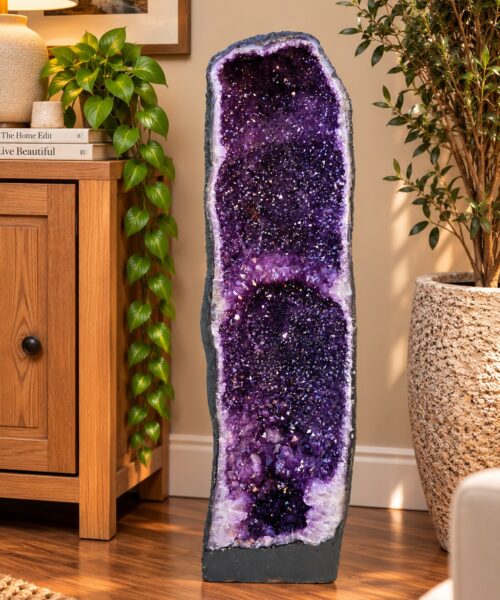 Very Tall Amethyst Crystal Geode 1227 Premium Queen Grade 66kg H92xW25xD31cm