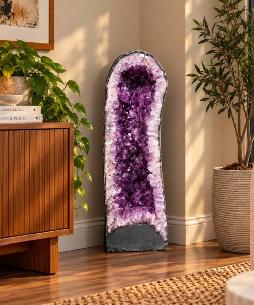 Very Tall Amethyst Crystal Geode 1229 Premium Queen Grade 60kg H80xW27xD25cm