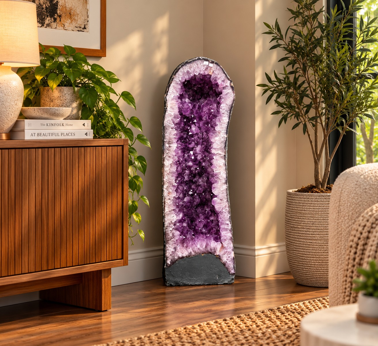 Very Tall Amethyst Crystal Geode 1229 Premium Queen Grade 60kg H80xW27xD25cm