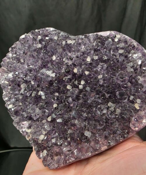 Amethyst Heart on Stand 10 Purple Quartz Geode Crystal Gift 598g - H10xW12xD6cm - Image 4