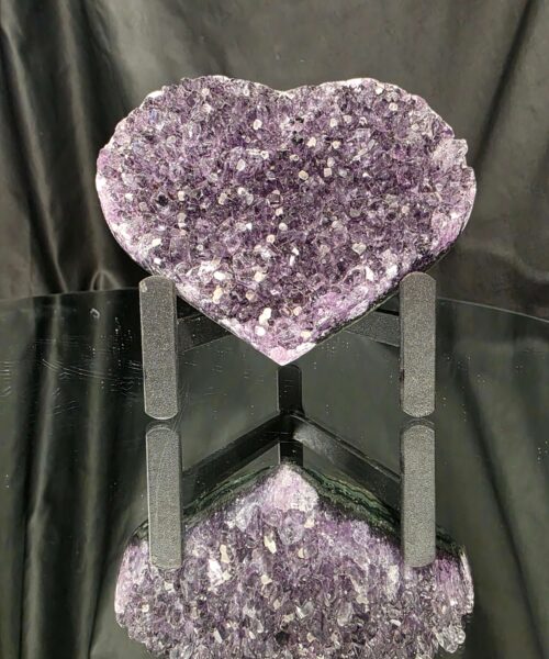 Alternative view of Amethyst Heart on Stand 10 Purple Quartz Geode Crystal Gift 598g - H10xW12xD6cm