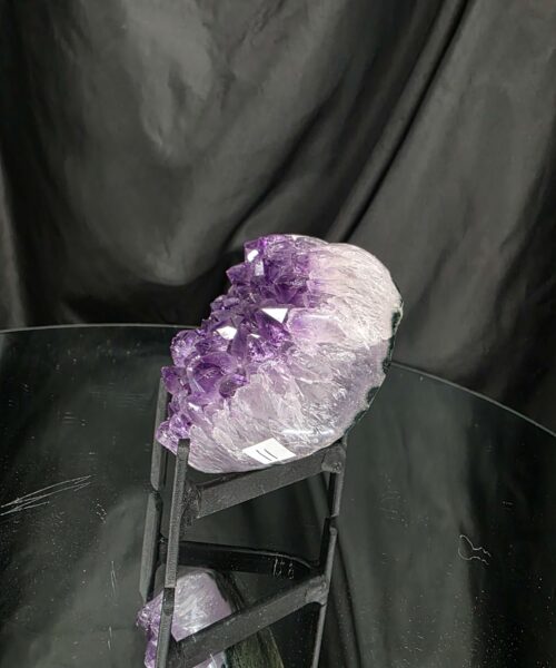 Amethyst Heart on Stand 11 Purple Quartz Geode Crystal Gift 525g - H10xW10xD6cm - Image 5